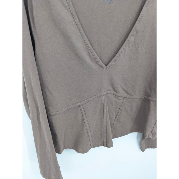 Torrid Long Sleeve Corset Top Womens Plus 1X Brown Cropped V Neck Casual Stretch - Picture 2 of 7